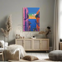 Mediterranean Coastal Town Pop Culture Travel Poster PosterGoat