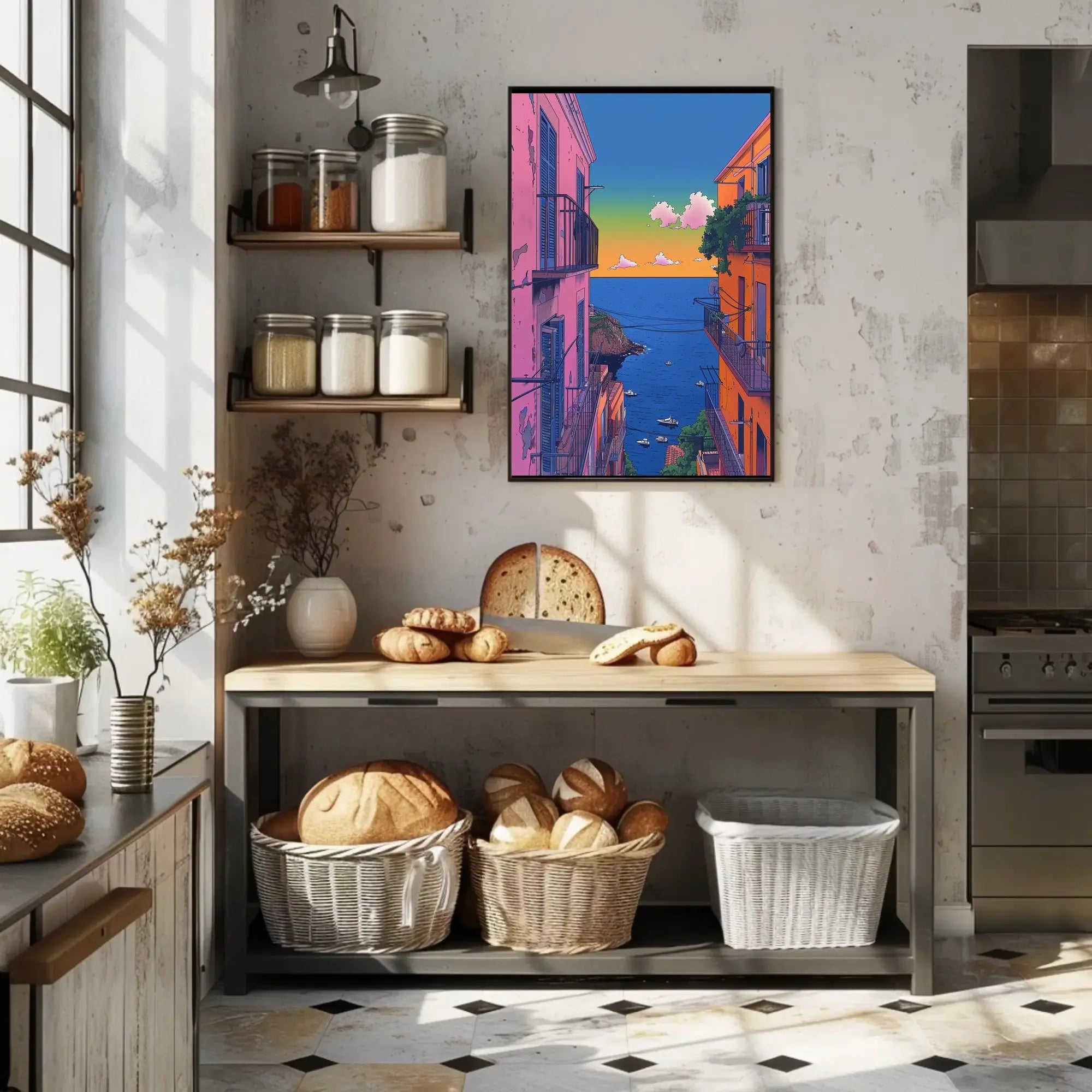 Mediterranean Coastal Town Pop Culture Travel Poster PosterGoat