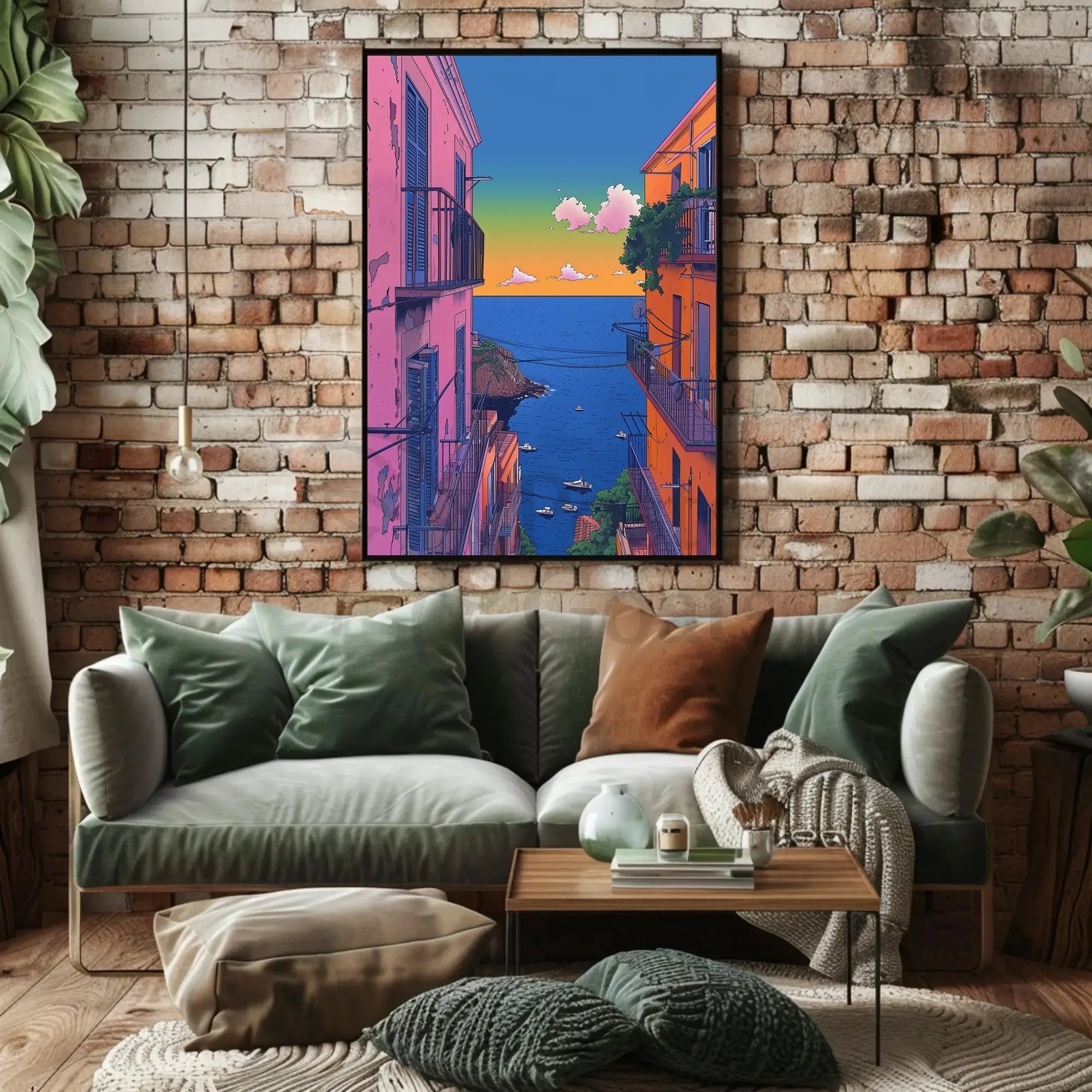 Mediterranean Coastal Town Pop Culture Travel Poster PosterGoat