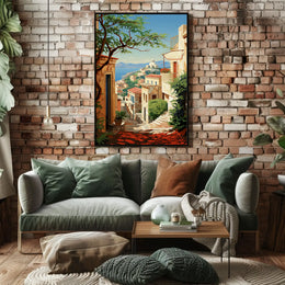 Mediterranean Coastal Town Vintage Travel Poster PosterGoat