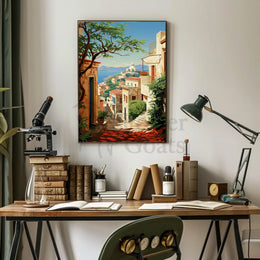 Mediterranean Coastal Town Vintage Travel Poster PosterGoat