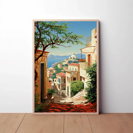 Mediterranean Coastal Town Vintage Travel Poster PosterGoat