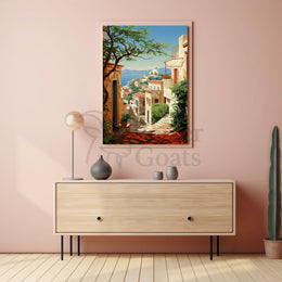 Mediterranean Coastal Town Vintage Travel Poster PosterGoat