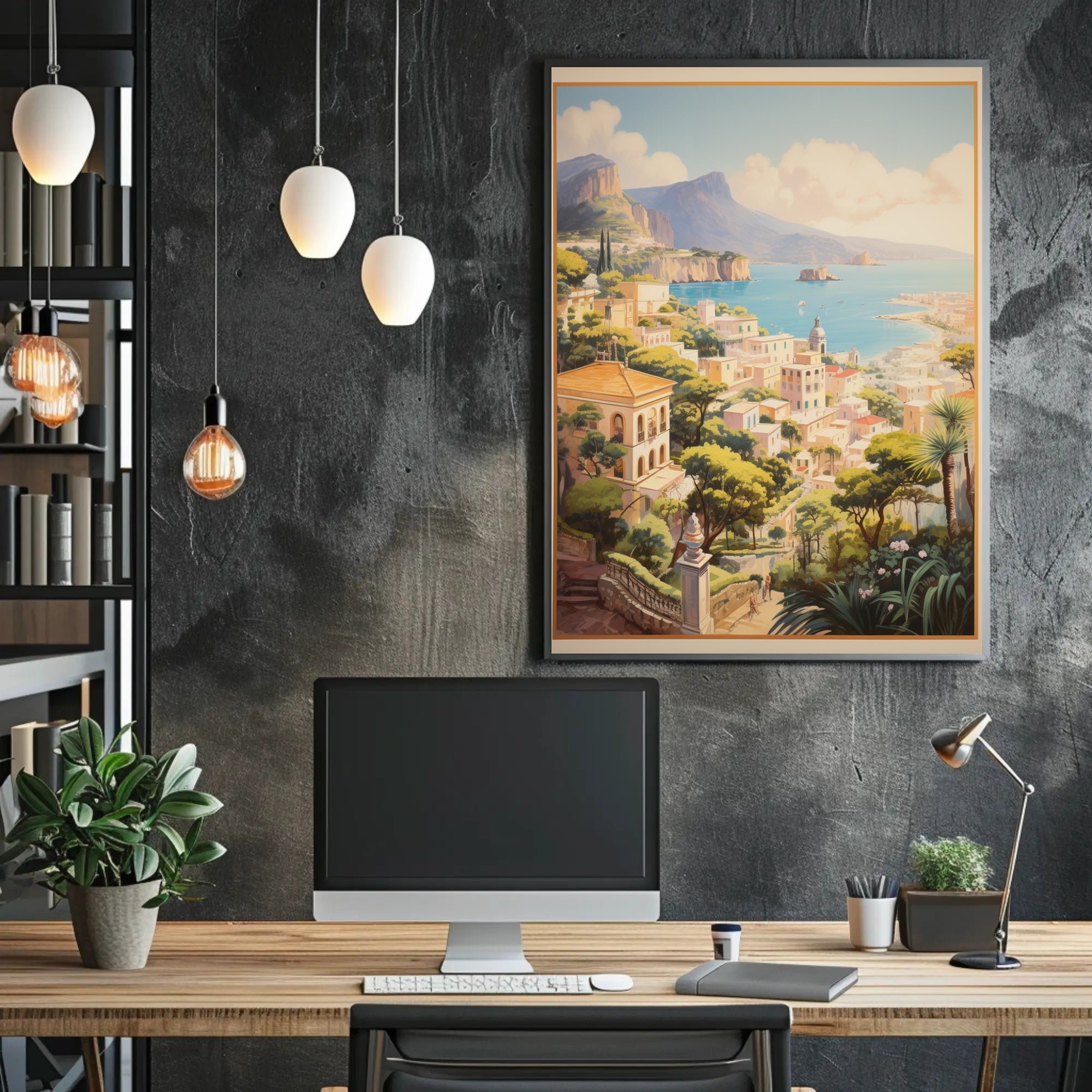 Mediterranean Coastal Townscape Serenity Travel Poster PosterGoat