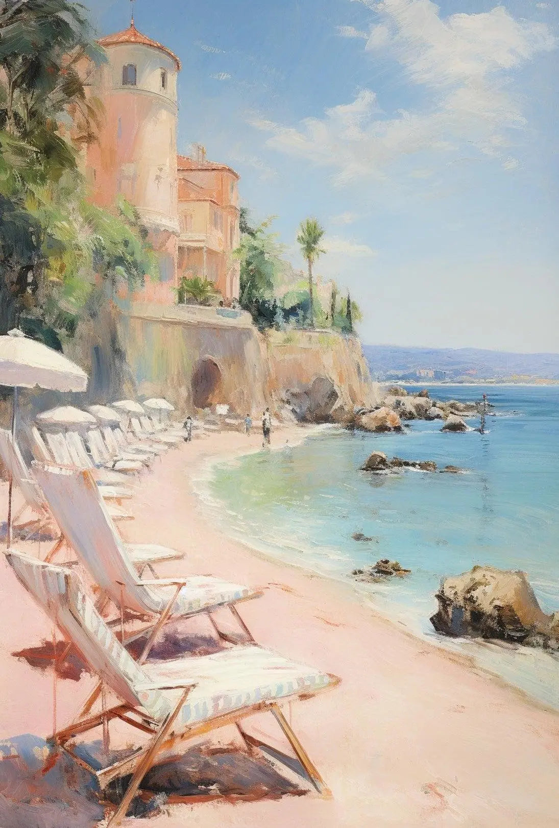 Mediterranean Coastal Tranquility Art Print Travel Poster PosterGoat