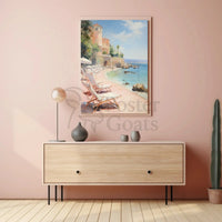Mediterranean Coastal Tranquility Art Print Travel Poster PosterGoat