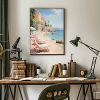 Mediterranean Coastal Tranquility Art Print Travel Poster PosterGoat