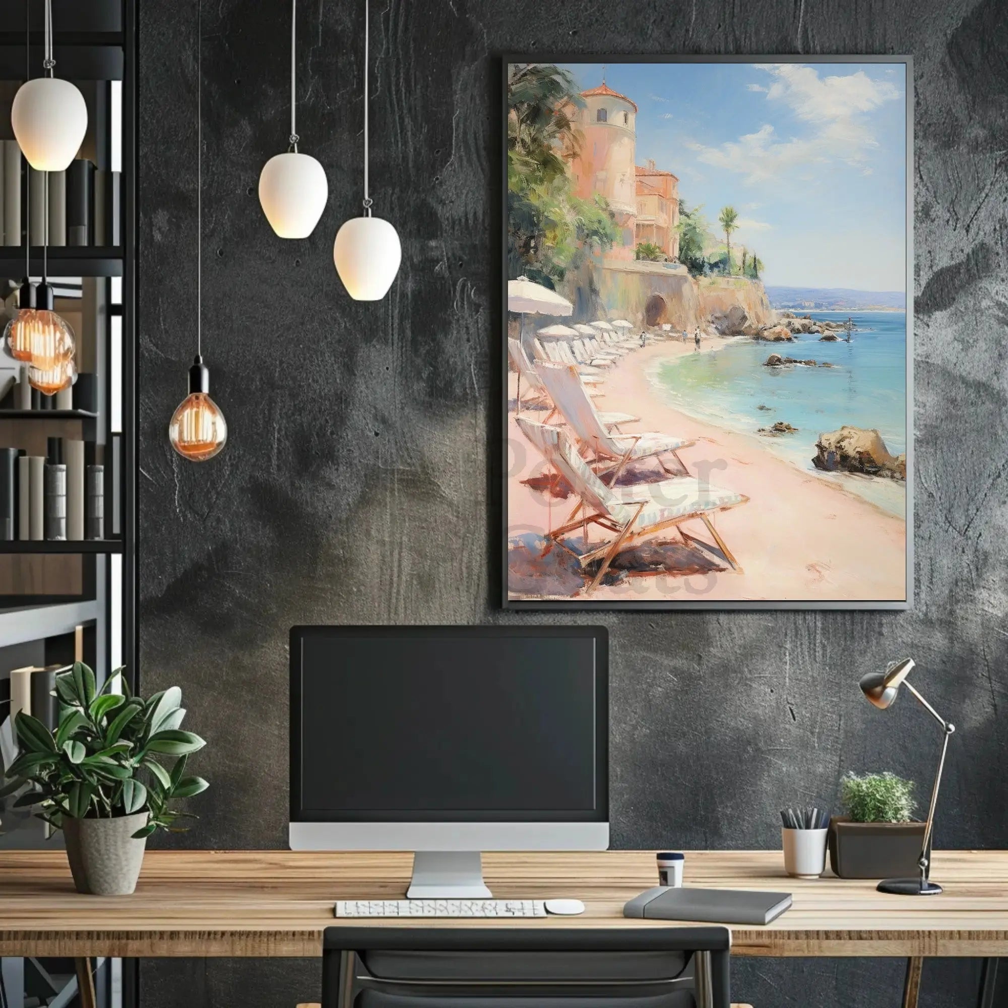 Mediterranean Coastal Tranquility Art Print Travel Poster PosterGoat