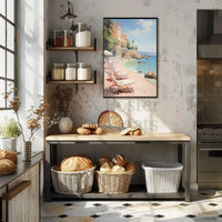 Mediterranean Coastal Tranquility Art Print Travel Poster PosterGoat