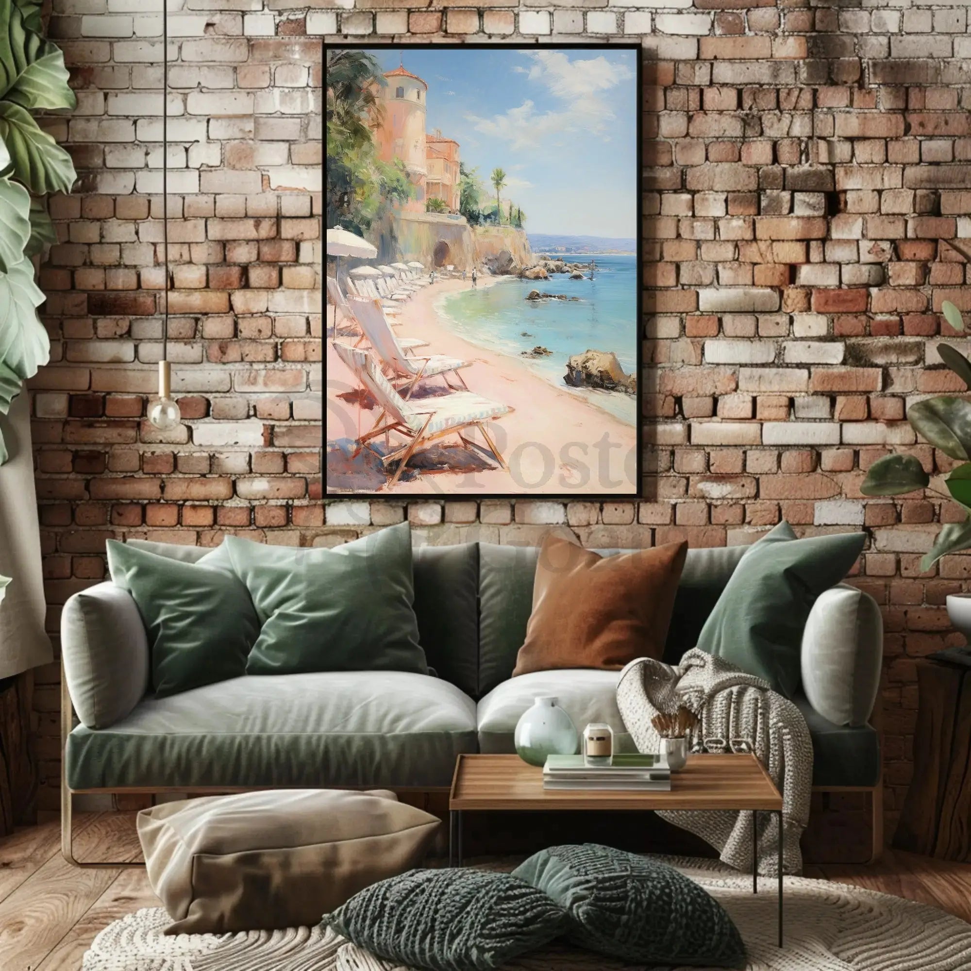 Mediterranean Coastal Tranquility Art Print Travel Poster PosterGoat