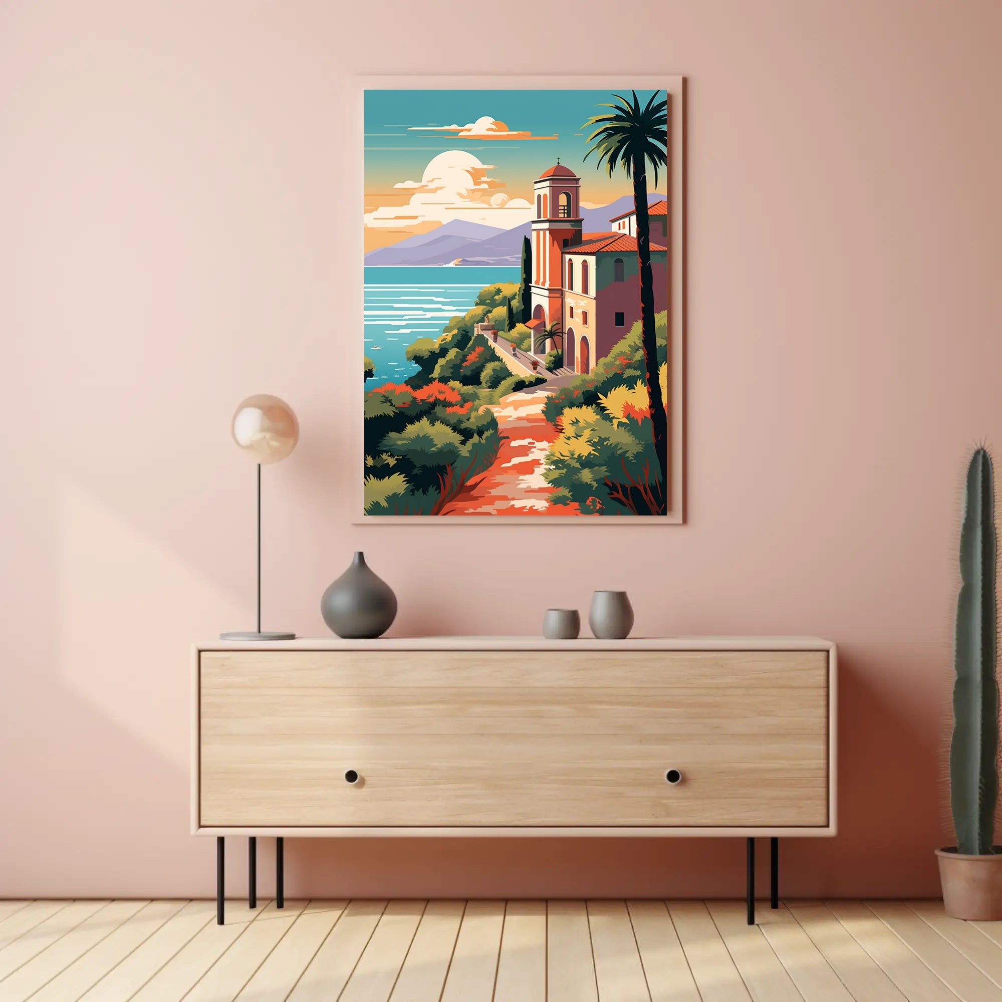Mediterranean Coastal Villa Vintage Travel Poster PosterGoat