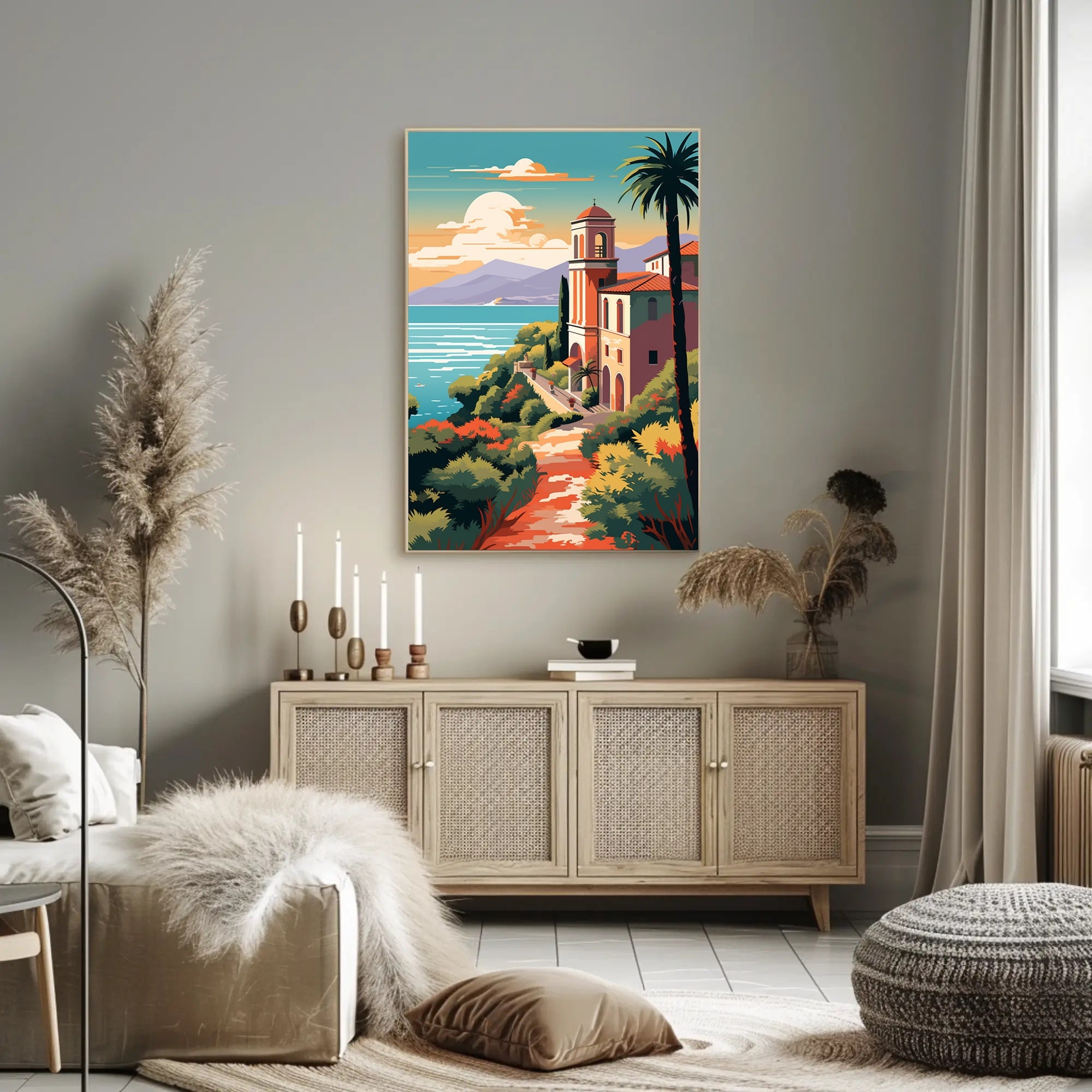 Mediterranean Coastal Villa Vintage Travel Poster PosterGoat