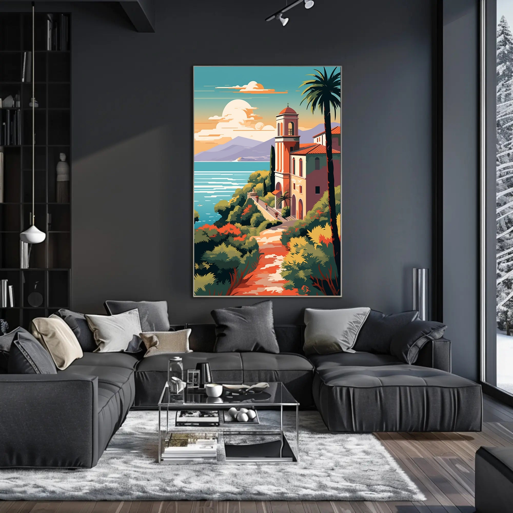 Mediterranean Coastal Villa Vintage Travel Poster PosterGoat