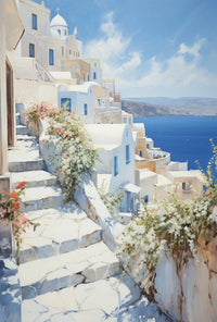 Mediterranean Coastal Village Serenity Travel Poster PosterGoat