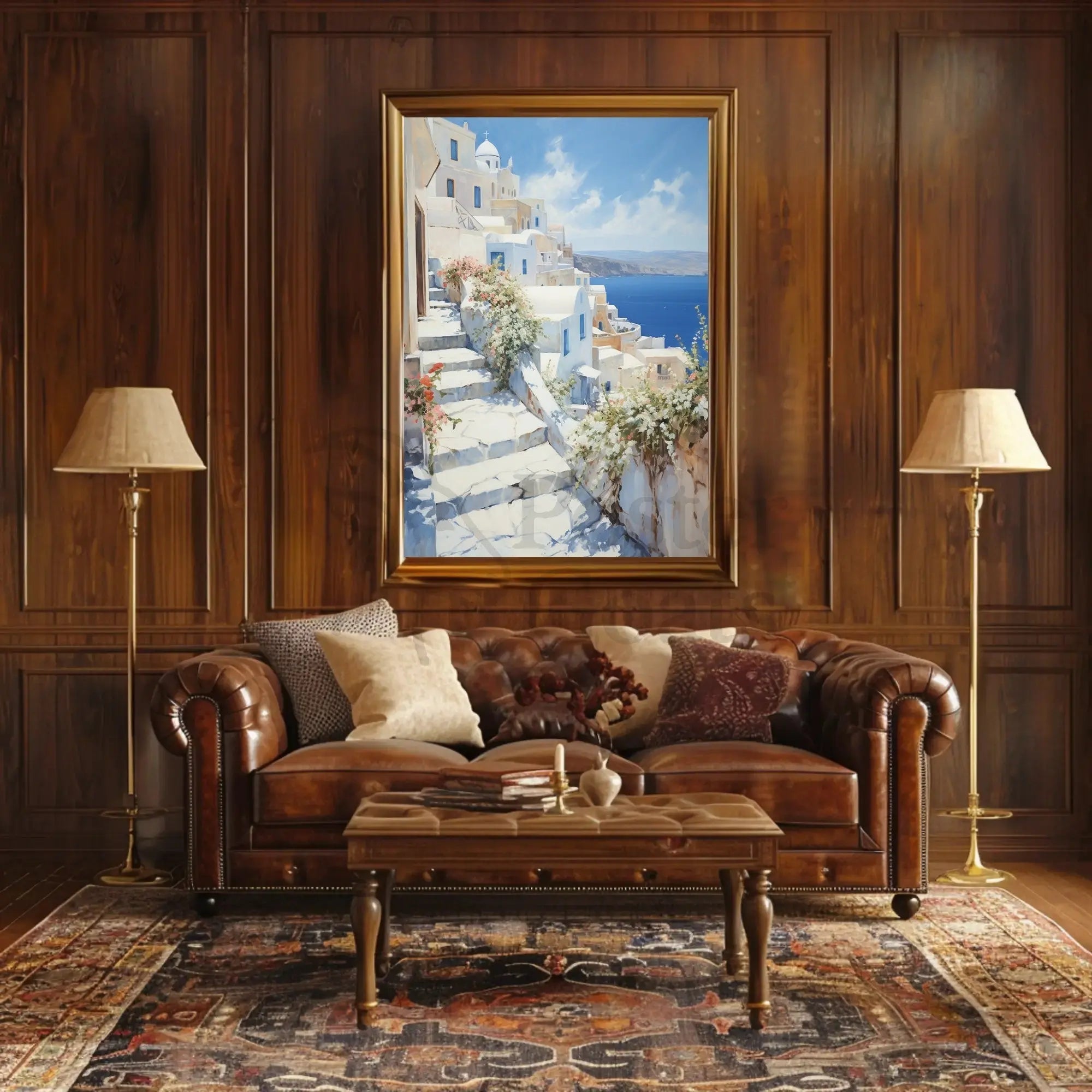 Mediterranean Coastal Village Serenity Travel Poster PosterGoat