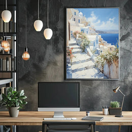 Mediterranean Coastal Village Serenity Travel Poster PosterGoat