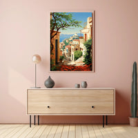 Mediterranean Coastal Village Travel Poster PosterGoat