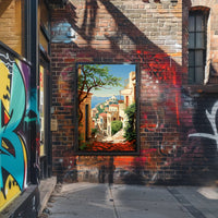 Mediterranean Coastal Village Travel Poster PosterGoat