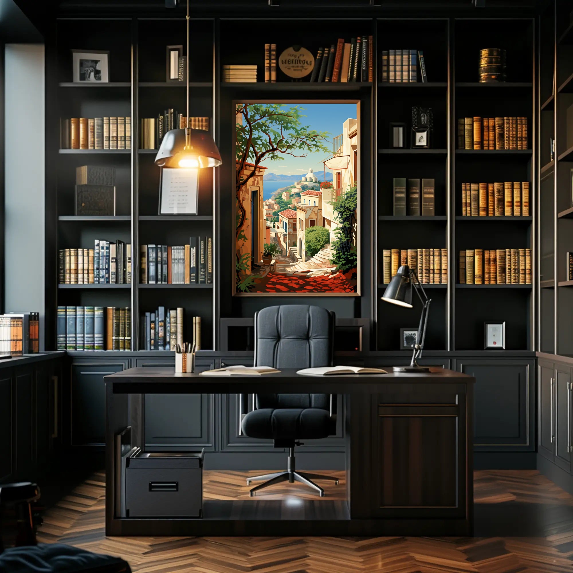 Mediterranean Coastal Village Travel Poster PosterGoat