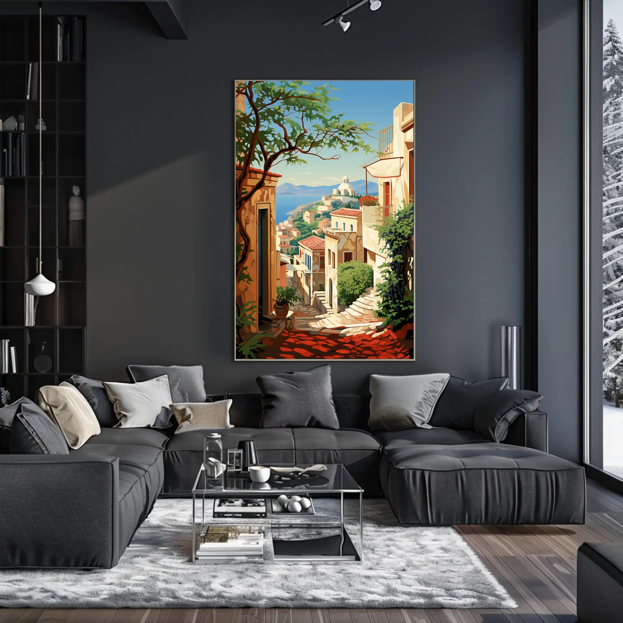 Mediterranean Coastal Village Travel Poster PosterGoat