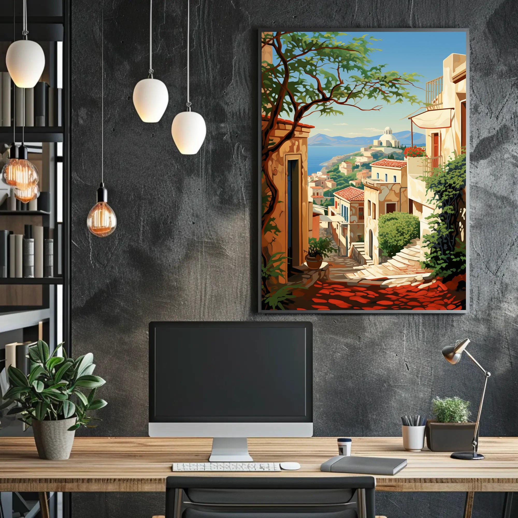 Mediterranean Coastal Village Travel Poster PosterGoat