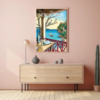 Mediterranean Seaside View Travel Poster PosterGoat