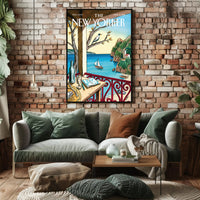 Mediterranean Seaside View Travel Poster PosterGoat