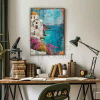 Mediterranean Tranquility Vintage Coastal Scene Travel Poster PosterGoat