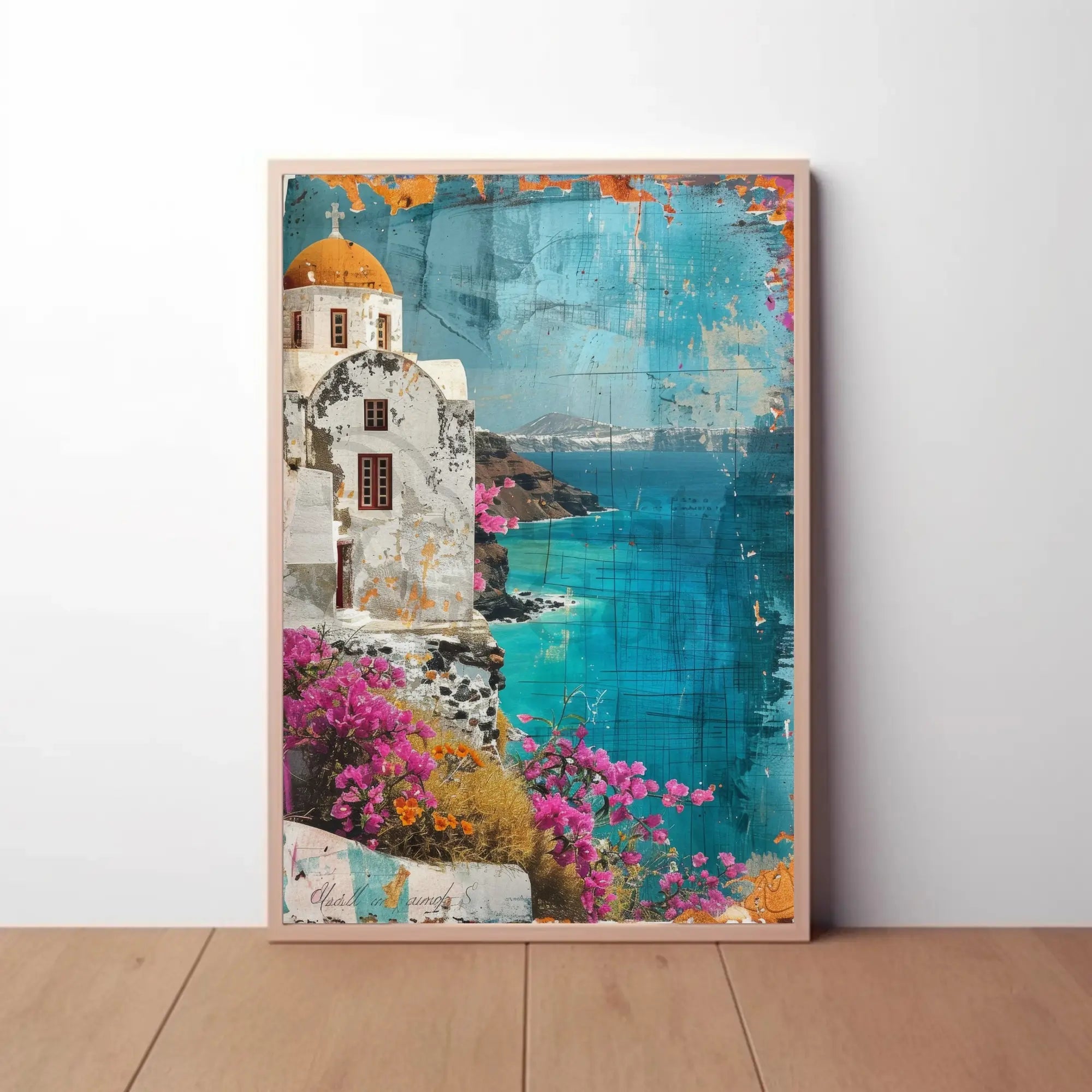 Mediterranean Tranquility Vintage Coastal Scene Travel Poster PosterGoat