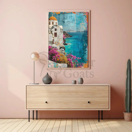 Mediterranean Tranquility Vintage Coastal Scene Travel Poster PosterGoat