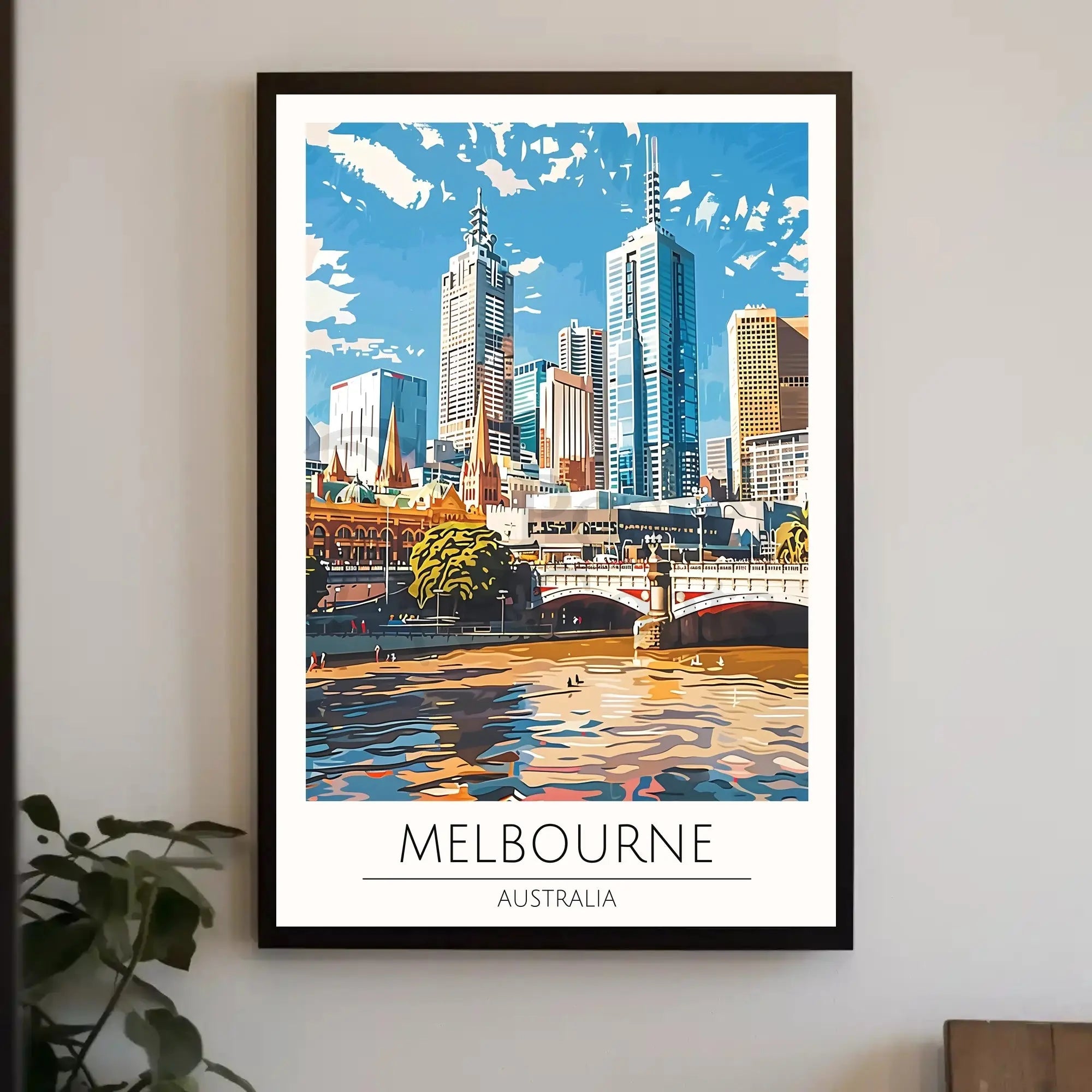Melbourne Cityscape Vibrant Urban Travel Poster PosterGoat