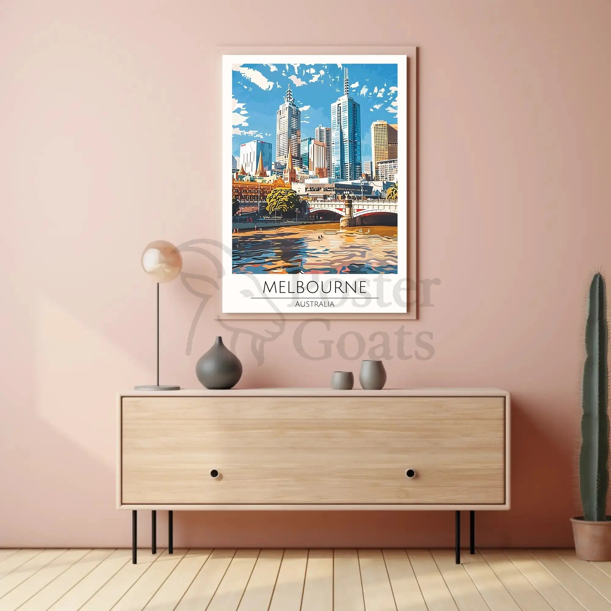 Melbourne Cityscape Vibrant Urban Travel Poster PosterGoat
