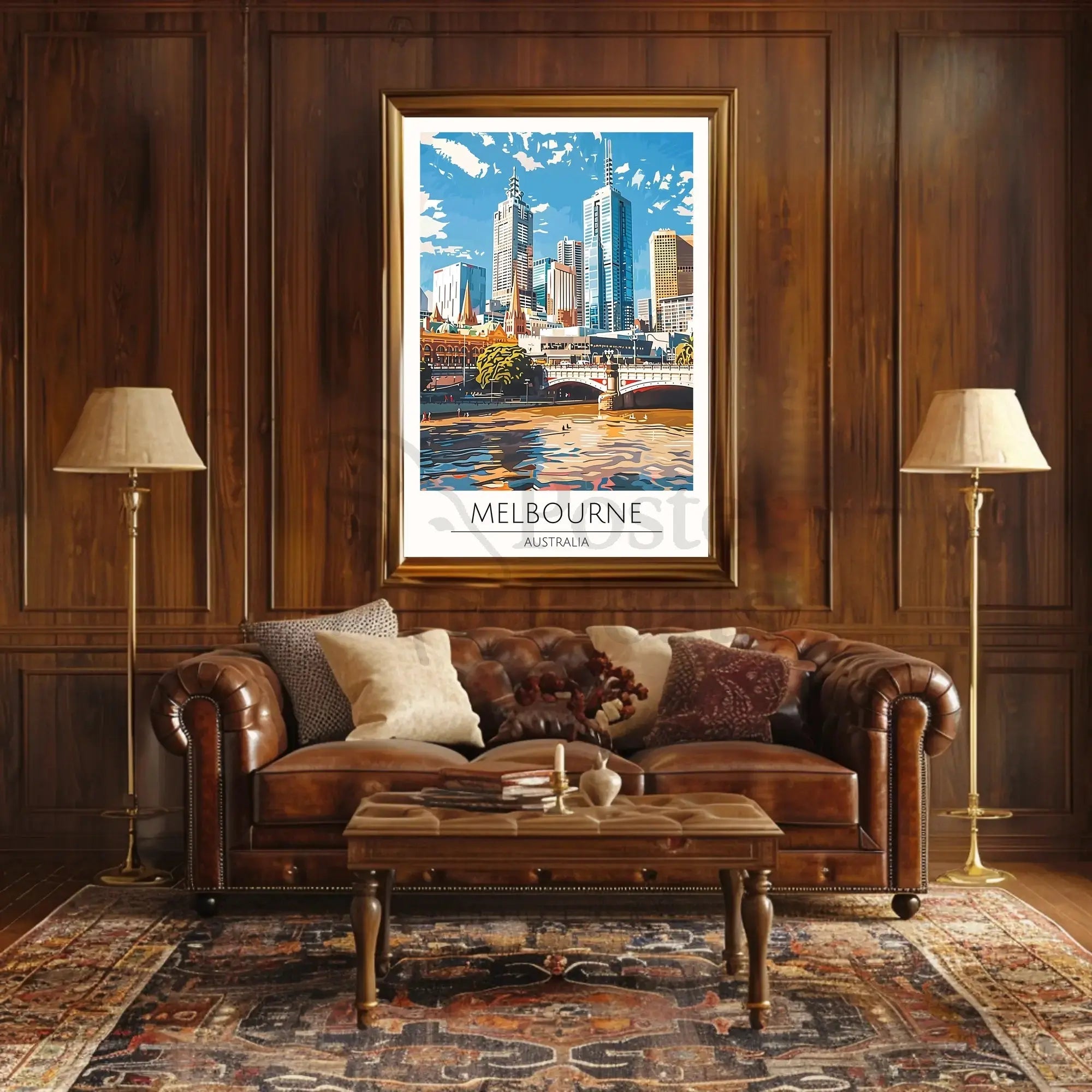 Melbourne Cityscape Vibrant Urban Travel Poster PosterGoat