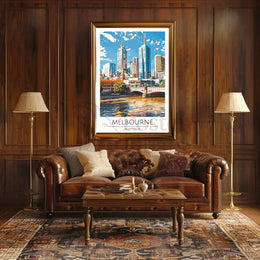 Melbourne Cityscape Vibrant Urban Travel Poster PosterGoat