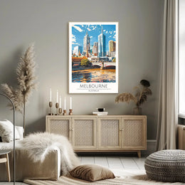 Melbourne Cityscape Vibrant Urban Travel Poster PosterGoat