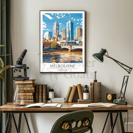 Melbourne Cityscape Vibrant Urban Travel Poster PosterGoat