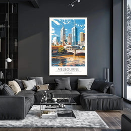 Melbourne Cityscape Vibrant Urban Travel Poster PosterGoat