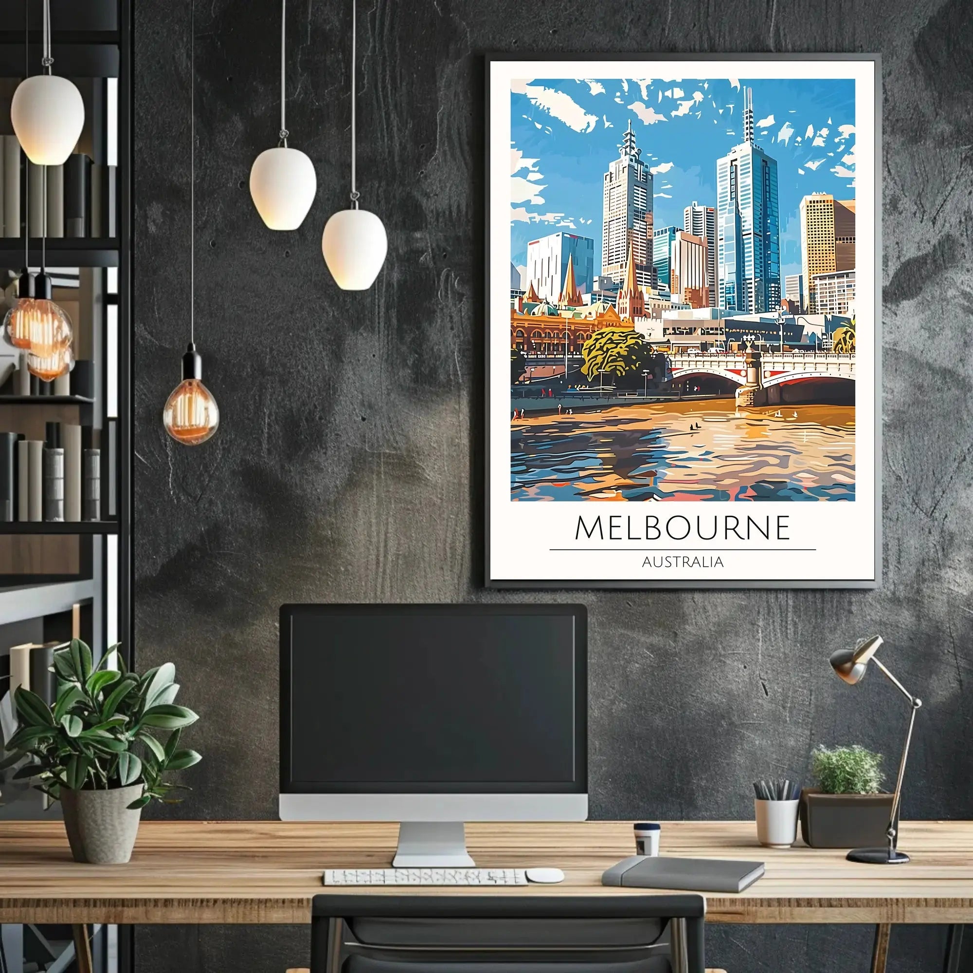Melbourne Cityscape Vibrant Urban Travel Poster PosterGoat