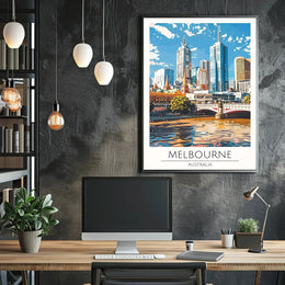 Melbourne Cityscape Vibrant Urban Travel Poster PosterGoat