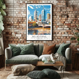 Melbourne Cityscape Vibrant Urban Travel Poster PosterGoat
