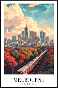 Melbourne Cityscape: Modern Train Journey Urban or Cityscape Poster PosterGoat