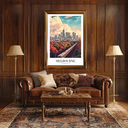 Melbourne Cityscape: Modern Train Journey Urban or Cityscape Poster PosterGoat
