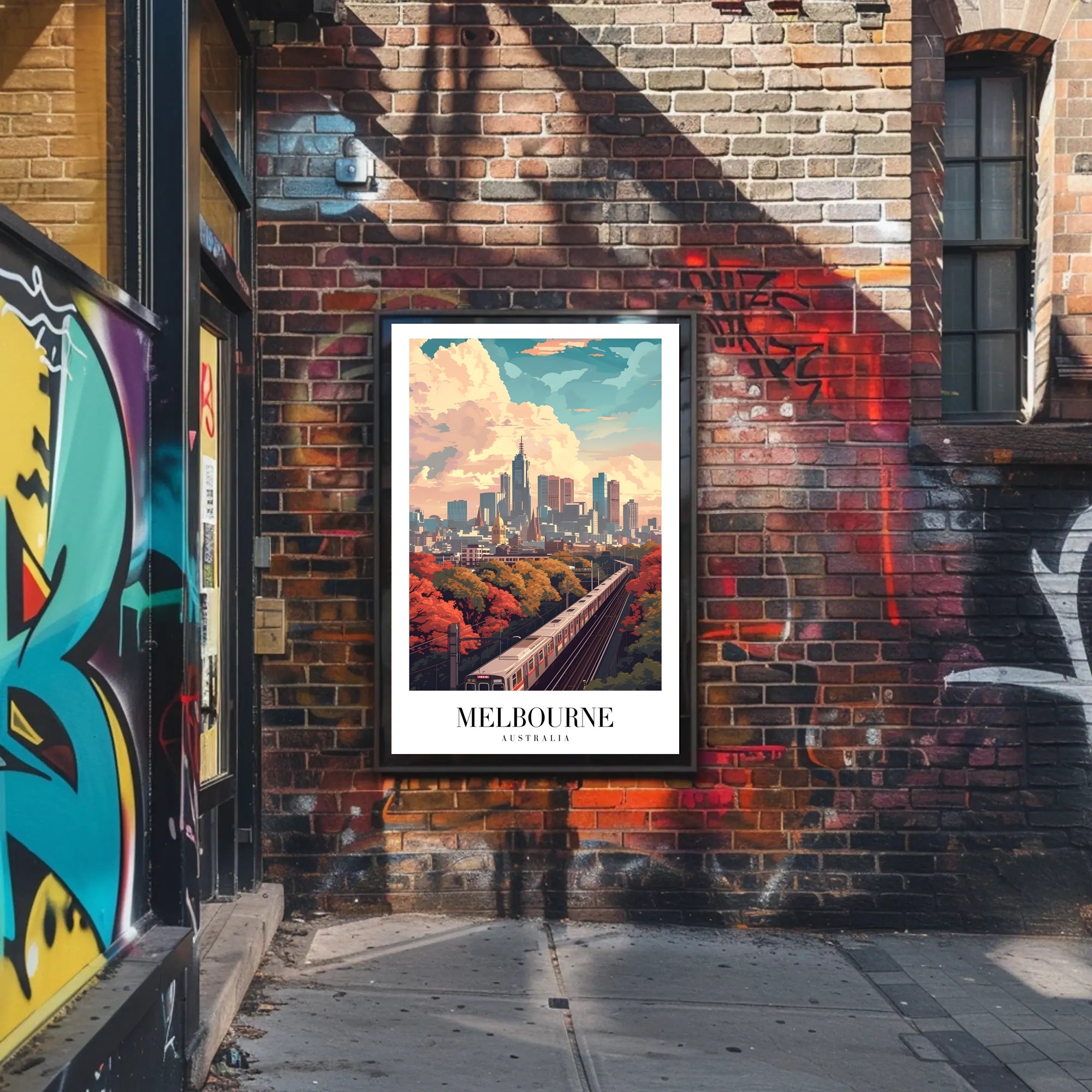 Melbourne Cityscape: Modern Train Journey Urban or Cityscape Poster PosterGoat