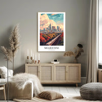 Melbourne Cityscape: Modern Train Journey Urban or Cityscape Poster PosterGoat