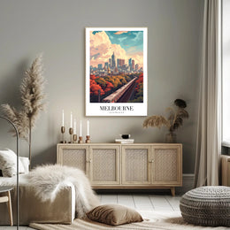 Melbourne Cityscape: Modern Train Journey Urban or Cityscape Poster PosterGoat