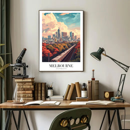 Melbourne Cityscape: Modern Train Journey Urban or Cityscape Poster PosterGoat