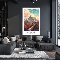 Melbourne Cityscape: Modern Train Journey Urban or Cityscape Poster PosterGoat