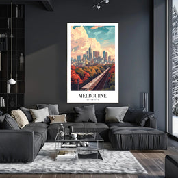 Melbourne Cityscape: Modern Train Journey Urban or Cityscape Poster PosterGoat