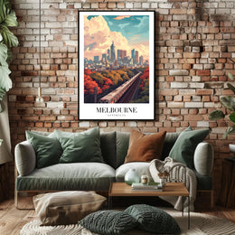 Melbourne Cityscape: Modern Train Journey Urban or Cityscape Poster PosterGoat