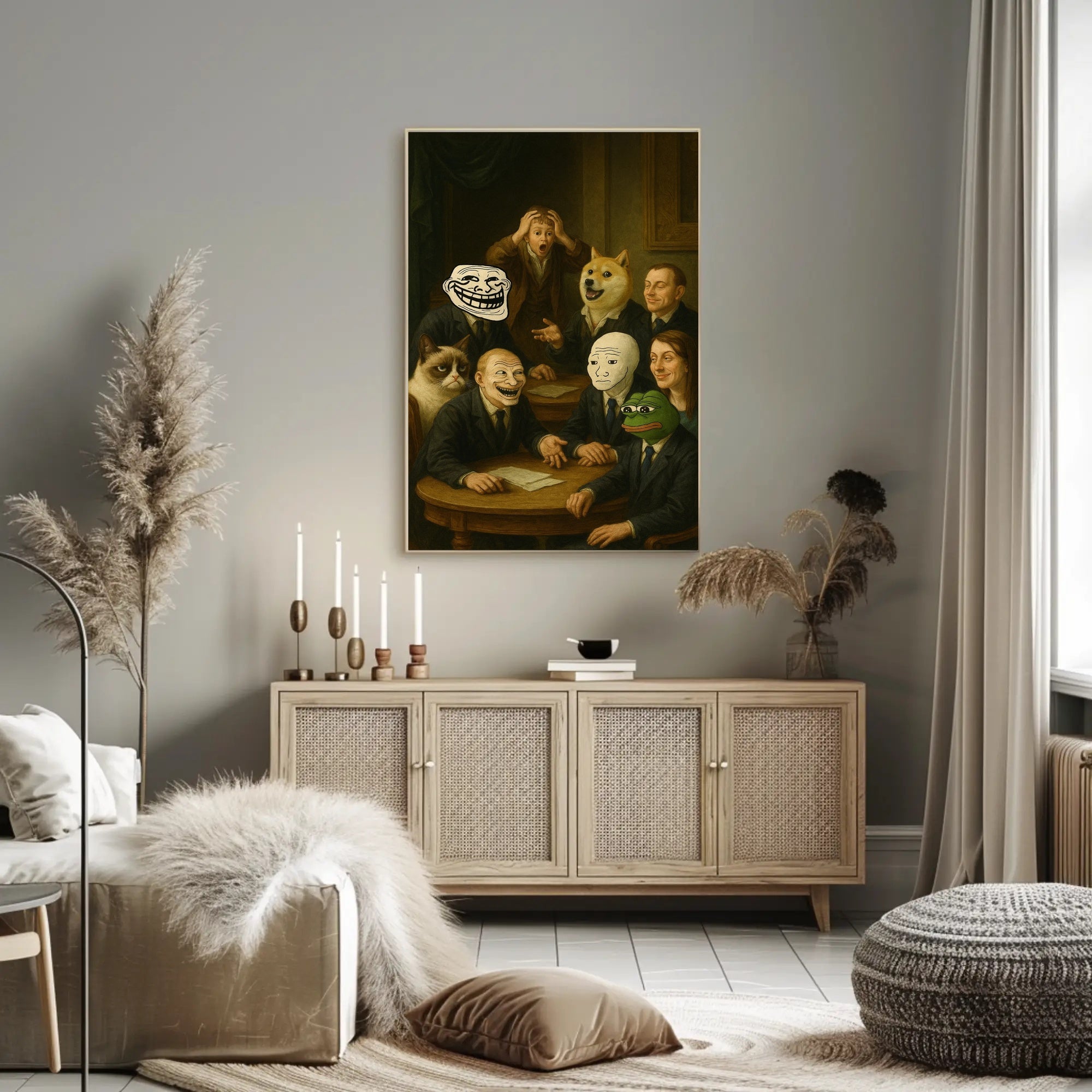 Meme Icons Meeting in Surreal Historical Poster PosterGoat